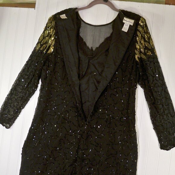 Patra Stenay, Bead, Sequin, Gold Black Dress 14 W - Picture 8 of 11